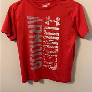 Red Under Armour shirt